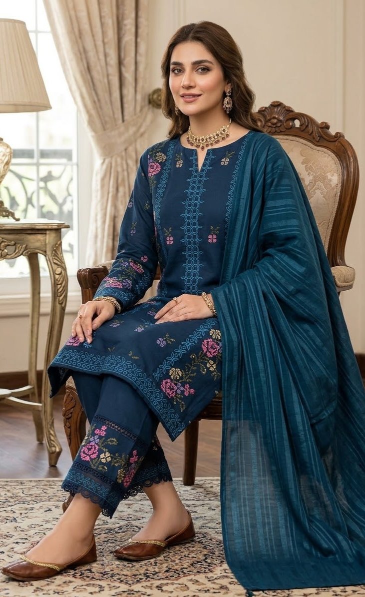 Elaiche Design Dhanak 3-Piece Embroidered Winter Suit