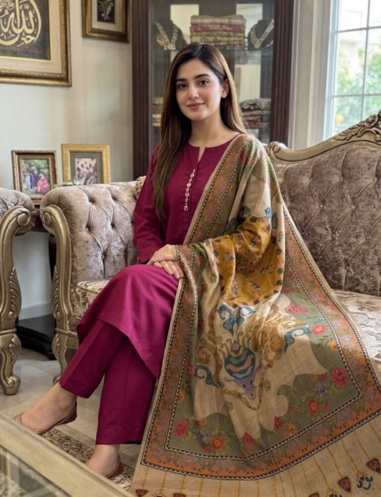 Pure Wool Kalamkari Shawl 3-Piece Dhanak Winter Suit